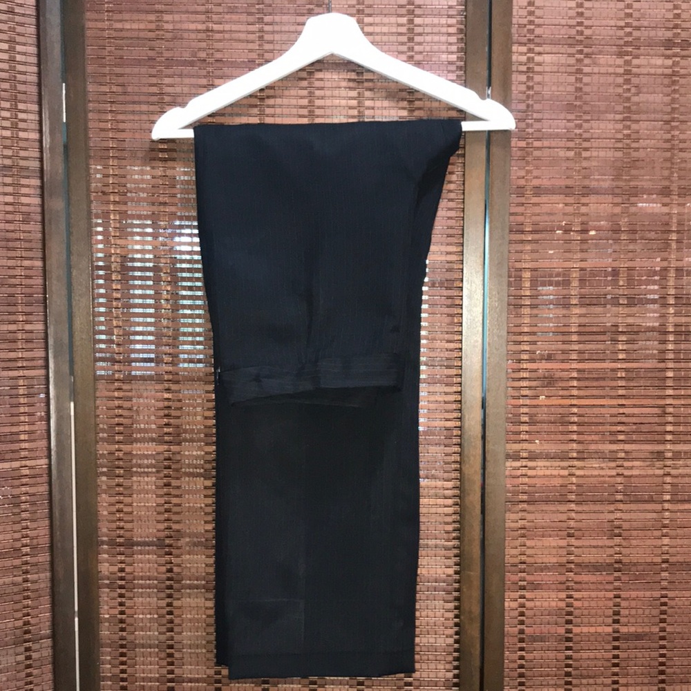 Black Straight Wide Leg / High Waist Striped Dress Pants / 6 (Small)